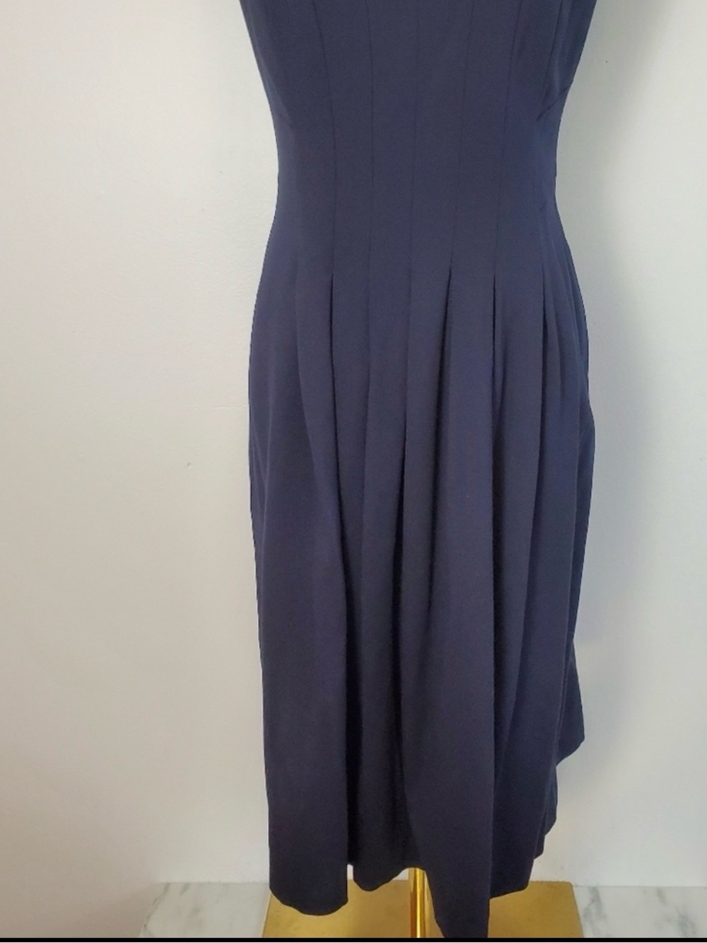 Lauren Ralph Lauren Navy Sleeveless Pleated Midi Dress - Picture 4 of 6